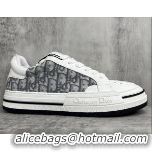 Good Quality Dior Fall Low-top Sneakers in Leather and Oblique Canvas White/Grey 122926