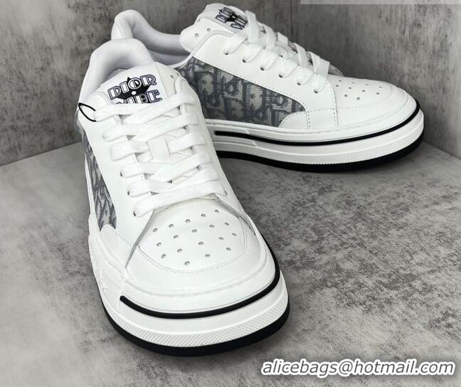 Good Quality Dior Fall Low-top Sneakers in Leather and Oblique Canvas White/Grey 122926