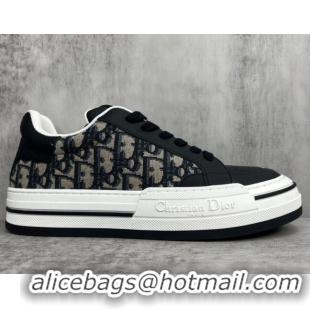 Discount Fashion Dior Fall Low-top Sneakers in Leather and Oblique Canvas Black/Beige 122927