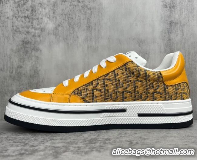 Sophisticated Dior Fall Low-top Sneakers in Leather and Oblique Canvas Yellow 122928