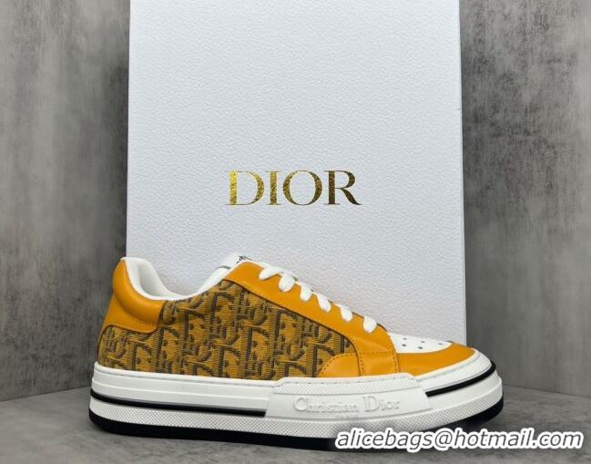 Sophisticated Dior Fall Low-top Sneakers in Leather and Oblique Canvas Yellow 122928