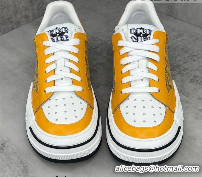 Sophisticated Dior Fall Low-top Sneakers in Leather and Oblique Canvas Yellow 122928