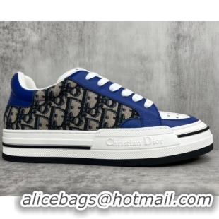 Classic Dior Fall Low-top Sneakers in Leather and Oblique Canvas Blue/Beige 122929