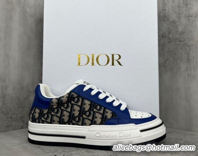 Classic Dior Fall Low-top Sneakers in Leather and Oblique Canvas Blue/Beige 122929