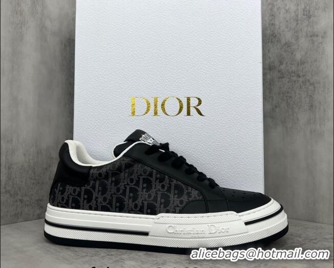 Low Cost Dior Fall Low-top Sneakers in Leather and Oblique Canvas Black 122930