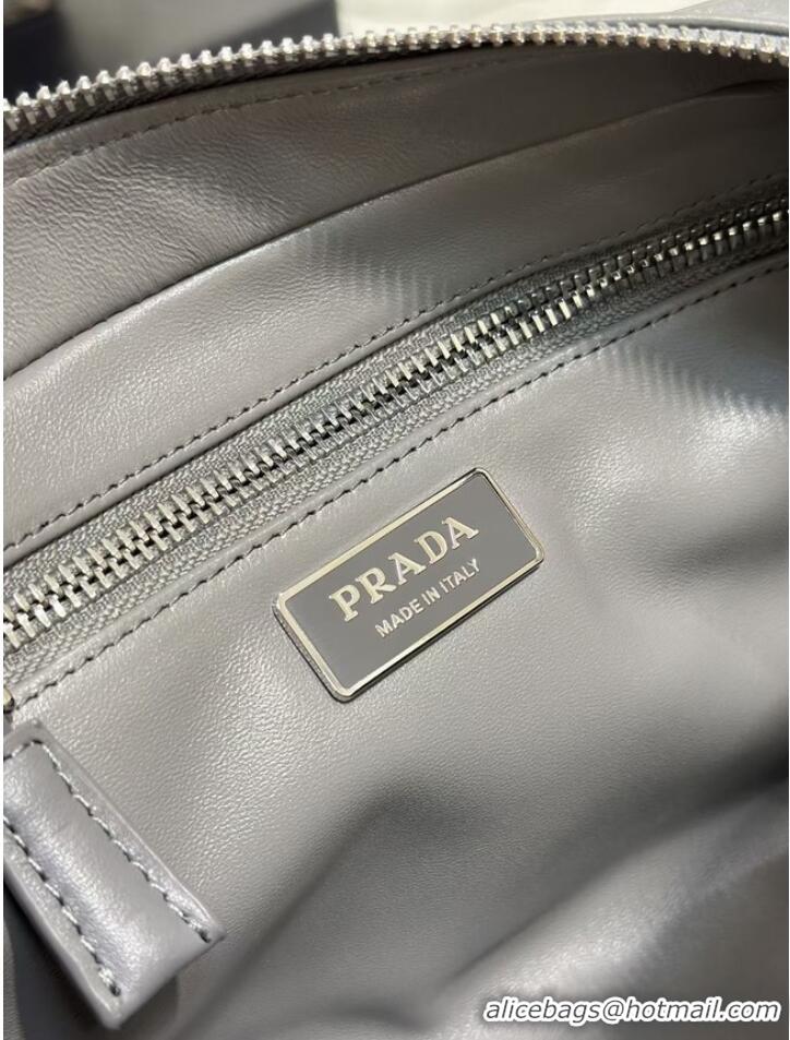 Top Quality Prada Antique nappa leather multi-pocket top-handle bag 1BB099 gray