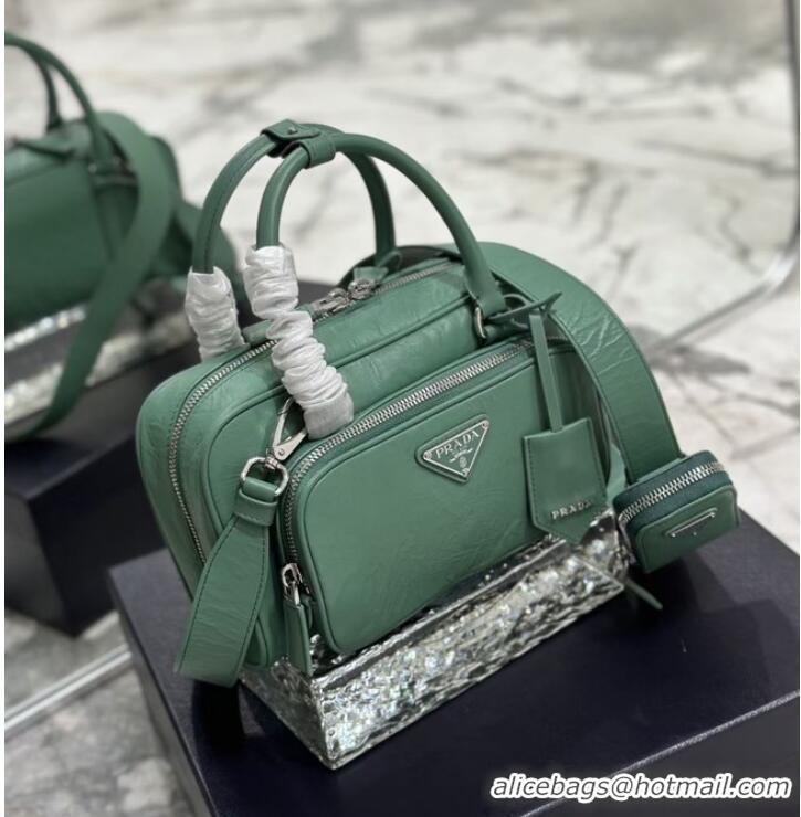 New Fashion Prada Antique nappa leather multi-pocket top-handle bag 1BB099 green