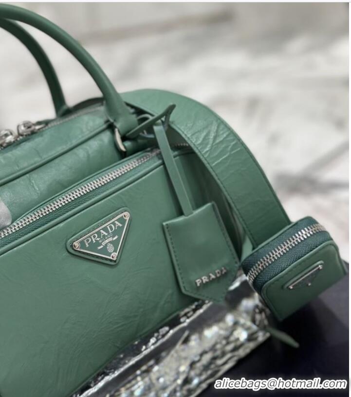 New Fashion Prada Antique nappa leather multi-pocket top-handle bag 1BB099 green