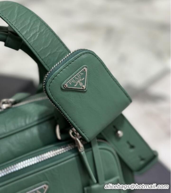 New Fashion Prada Antique nappa leather multi-pocket top-handle bag 1BB099 green