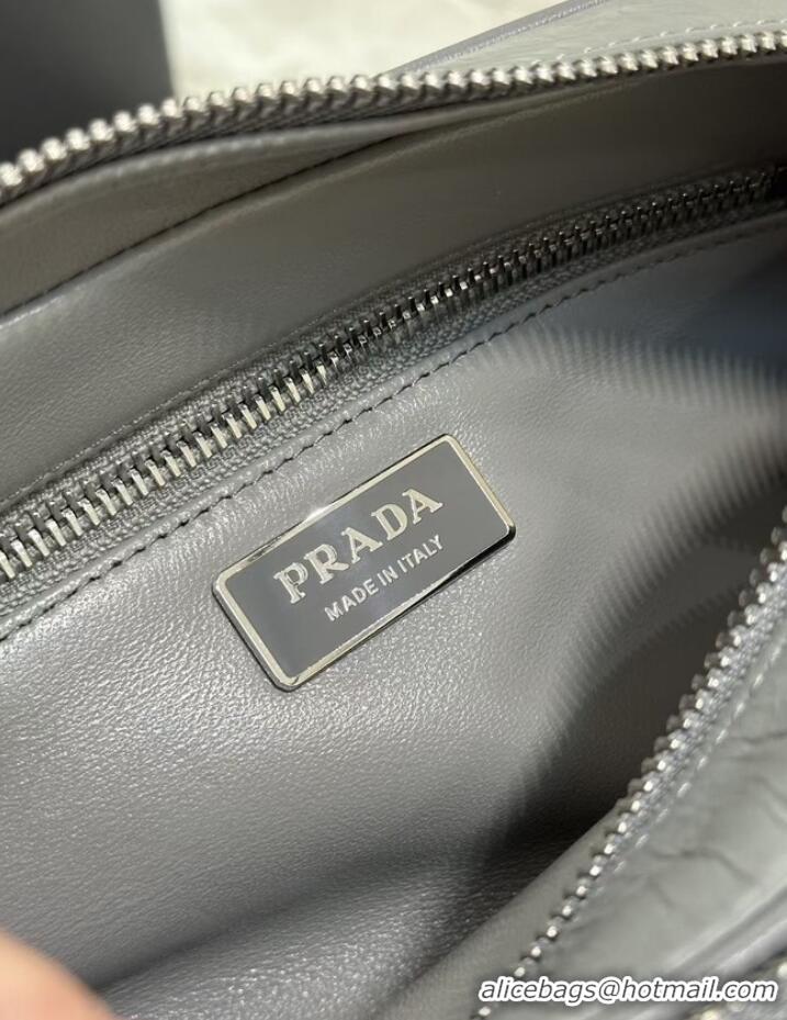 Top Quality Prada Leather shoulder bag 1BH98 gray