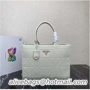 Reasonable Price Prada Large leather Prada Symbole bag with topstitching 1BA377 WHITE