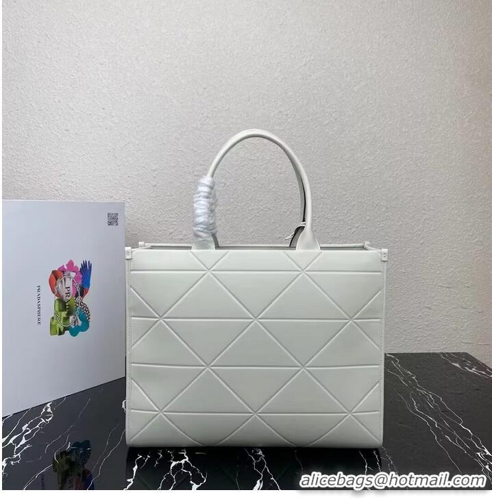 Reasonable Price Prada Large leather Prada Symbole bag with topstitching 1BA377 WHITE