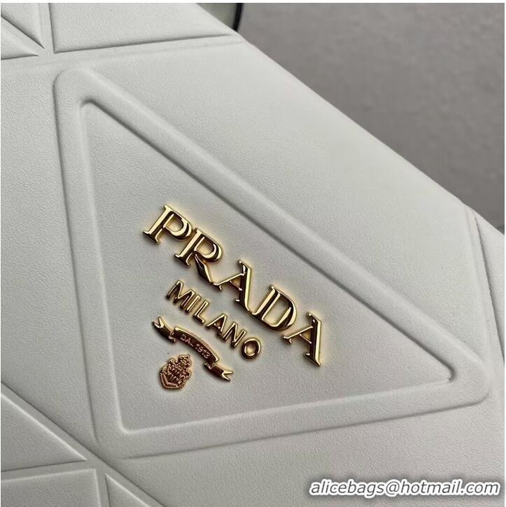 Reasonable Price Prada Large leather Prada Symbole bag with topstitching 1BA377 WHITE