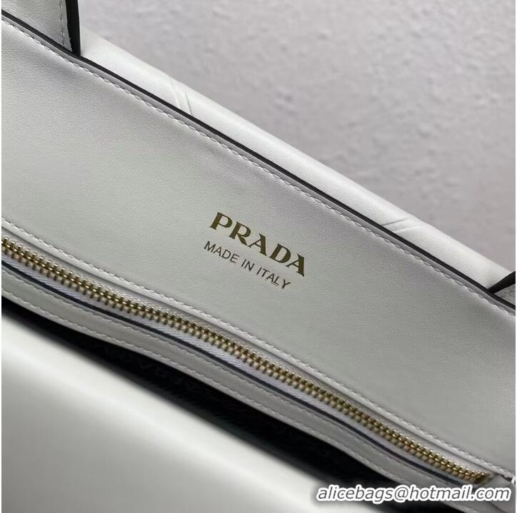 Reasonable Price Prada Large leather Prada Symbole bag with topstitching 1BA377 WHITE