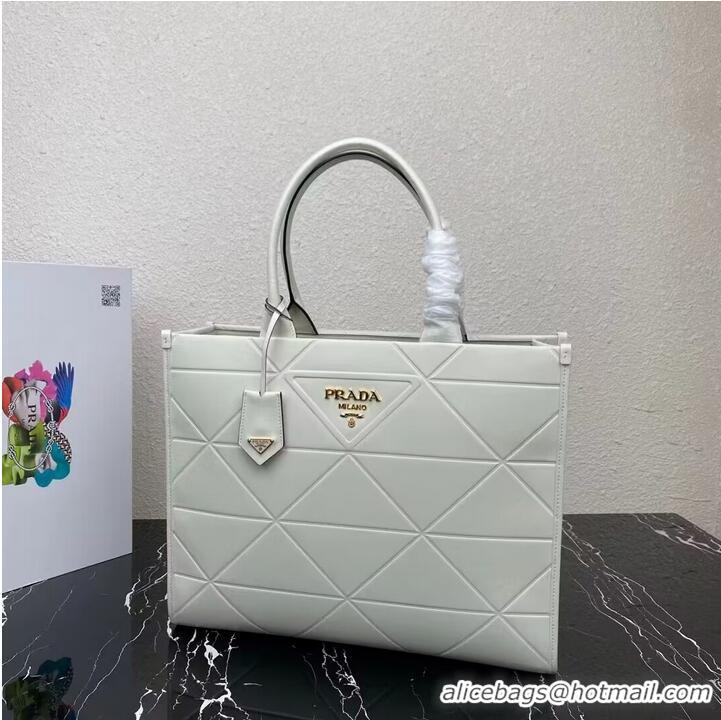 Reasonable Price Prada Large leather Prada Symbole bag with topstitching 1BA377 WHITE