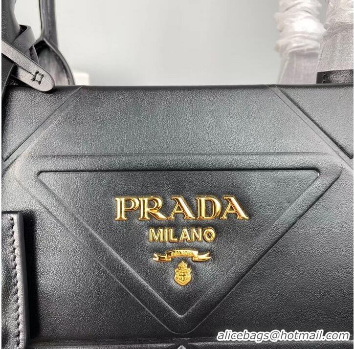 Super Quality Prada Large leather Prada Symbole bag with topstitching 1BA377 Black