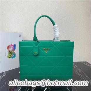 Buy Fashionable Prada Large leather Prada Symbole bag with topstitching 1BA377 Green