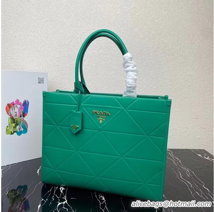 Buy Fashionable Prada Large leather Prada Symbole bag with topstitching 1BA377 Green