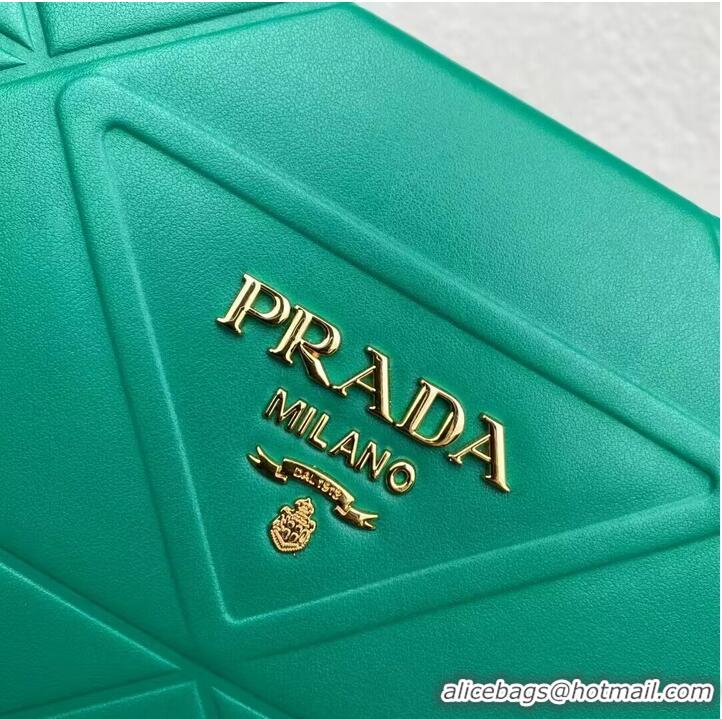 Buy Fashionable Prada Large leather Prada Symbole bag with topstitching 1BA377 Green