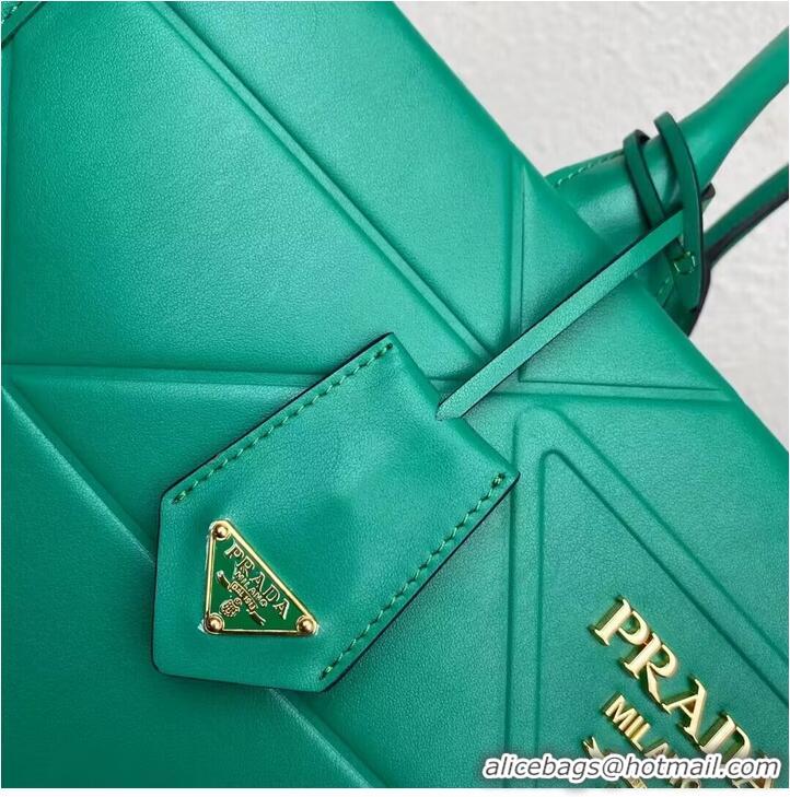 Buy Fashionable Prada Large leather Prada Symbole bag with topstitching 1BA377 Green