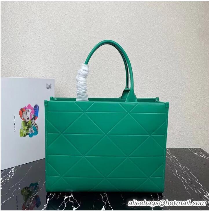 Buy Fashionable Prada Large leather Prada Symbole bag with topstitching 1BA377 Green