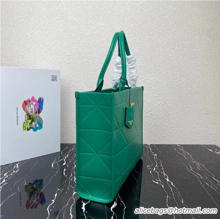 Buy Fashionable Prada Large leather Prada Symbole bag with topstitching 1BA377 Green