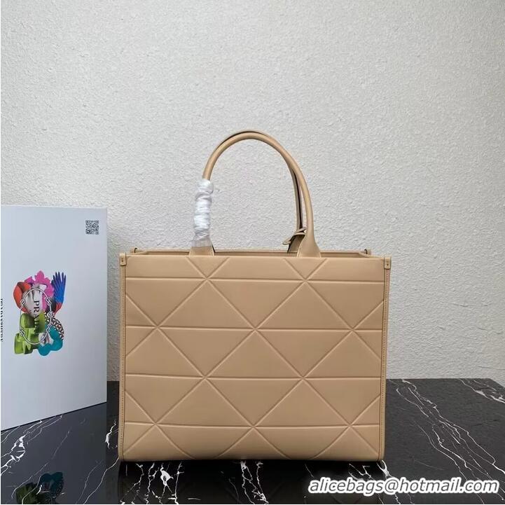 Super Quality Prada Large leather Prada Symbole bag with topstitching 1BA377 Sand Beige