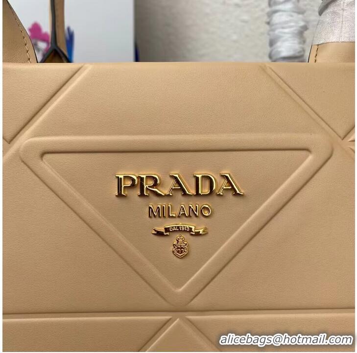 Super Quality Prada Large leather Prada Symbole bag with topstitching 1BA377 Sand Beige