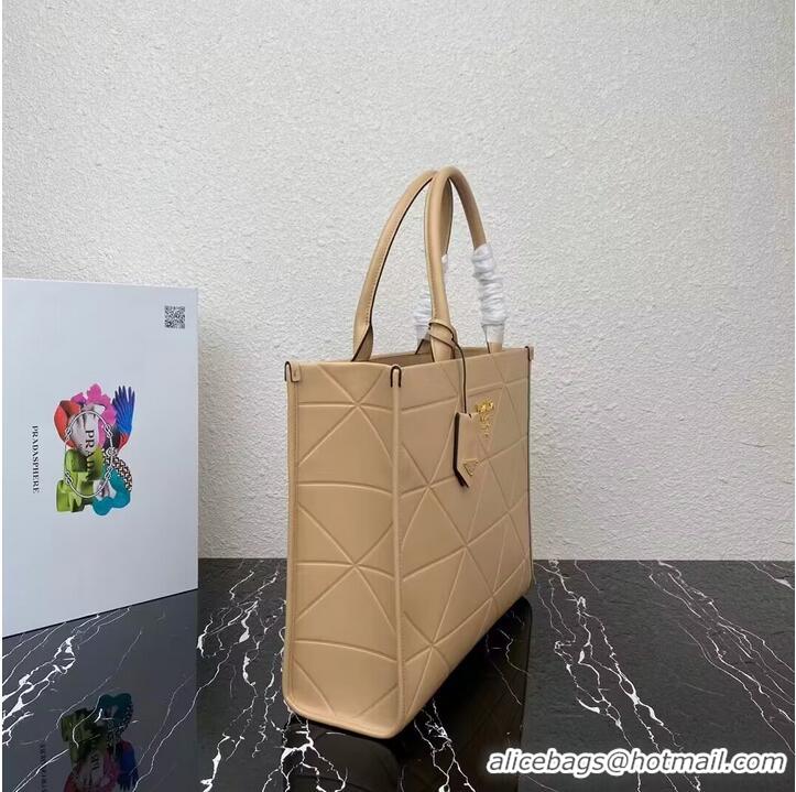 Super Quality Prada Large leather Prada Symbole bag with topstitching 1BA377 Sand Beige