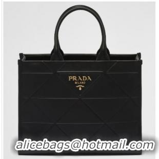 New Design Medium leather Prada Symbole bag with topstitching 1BA378 black