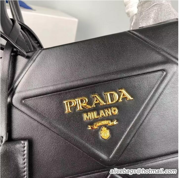 New Design Medium leather Prada Symbole bag with topstitching 1BA378 black