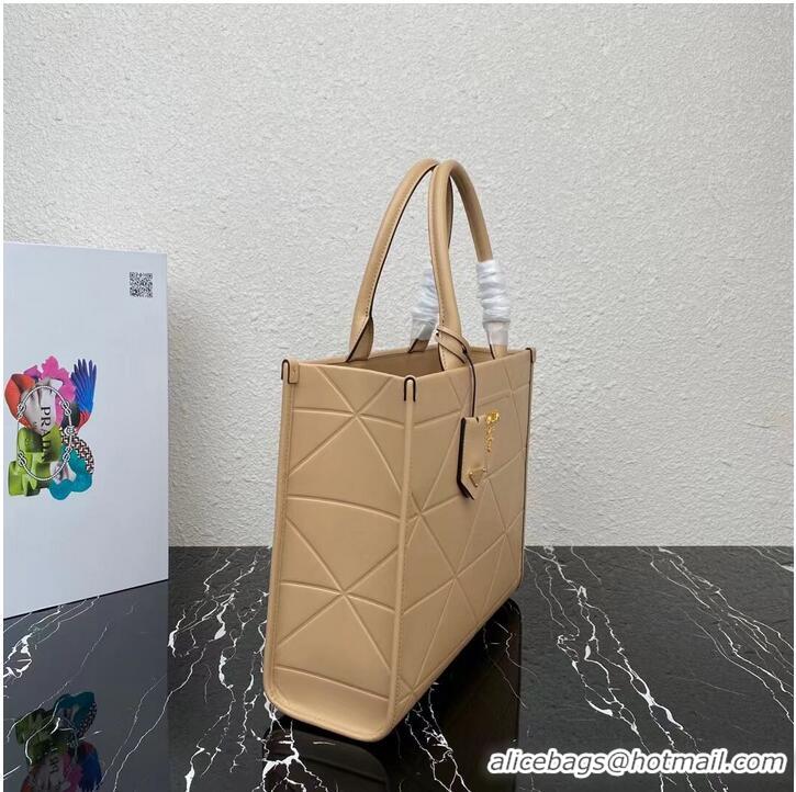 Well Crafted Medium leather Prada Symbole bag with topstitching 1BA378 Sand Beige