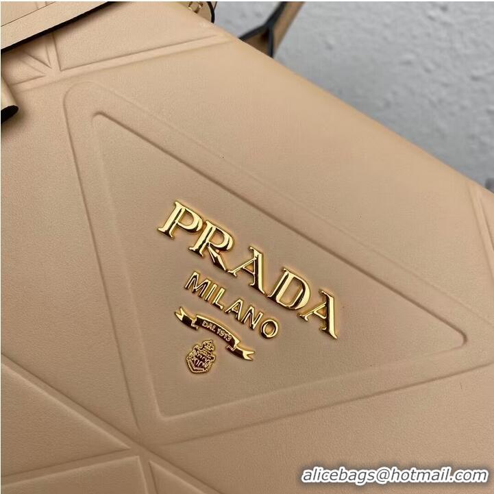 Well Crafted Medium leather Prada Symbole bag with topstitching 1BA378 Sand Beige