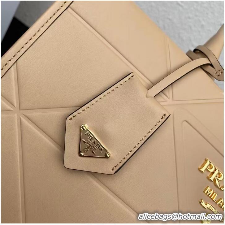 Well Crafted Medium leather Prada Symbole bag with topstitching 1BA378 Sand Beige