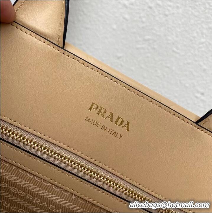 Well Crafted Medium leather Prada Symbole bag with topstitching 1BA378 Sand Beige