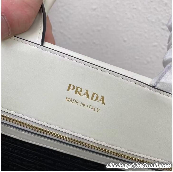 Good Quality Small leather Prada Symbole bag with topstitching 1HH039 white