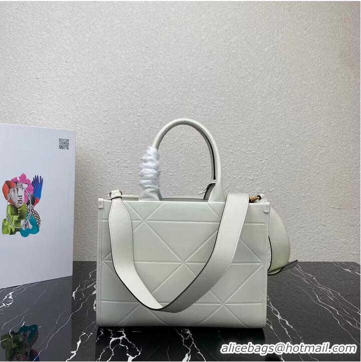 Good Quality Small leather Prada Symbole bag with topstitching 1HH039 white