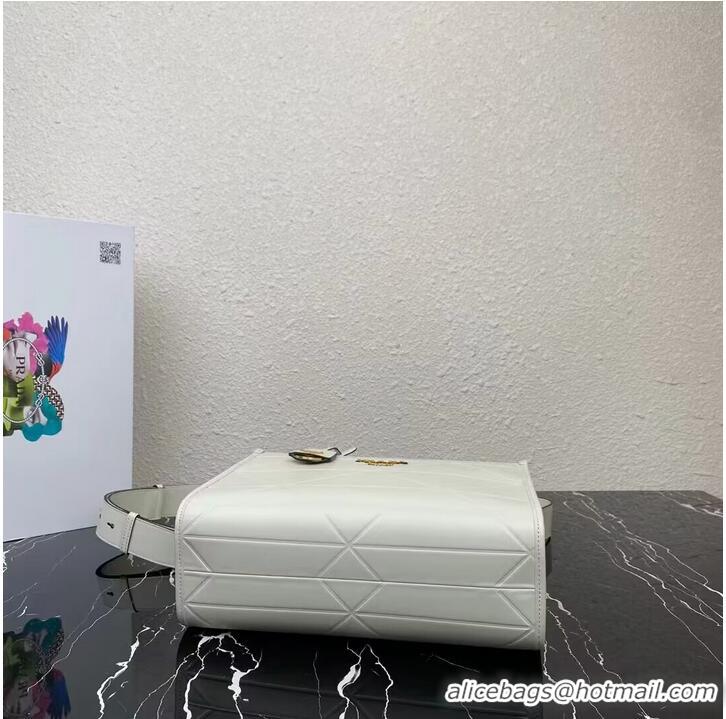 Good Quality Small leather Prada Symbole bag with topstitching 1HH039 white