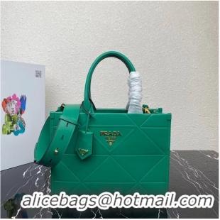 Top Quality Small leather Prada Symbole bag with topstitching 1HH039 green