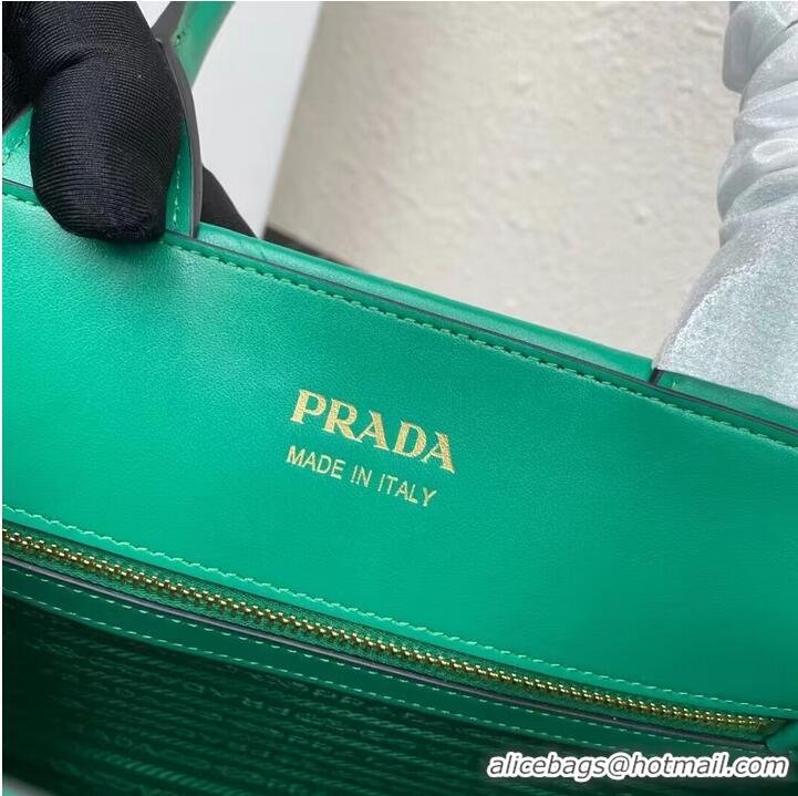 Top Quality Small leather Prada Symbole bag with topstitching 1HH039 green