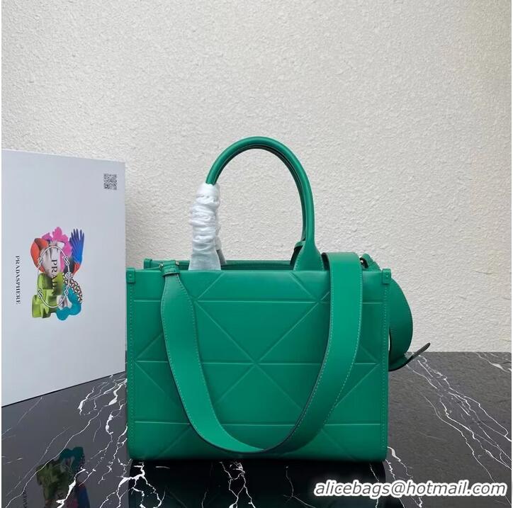 Top Quality Small leather Prada Symbole bag with topstitching 1HH039 green