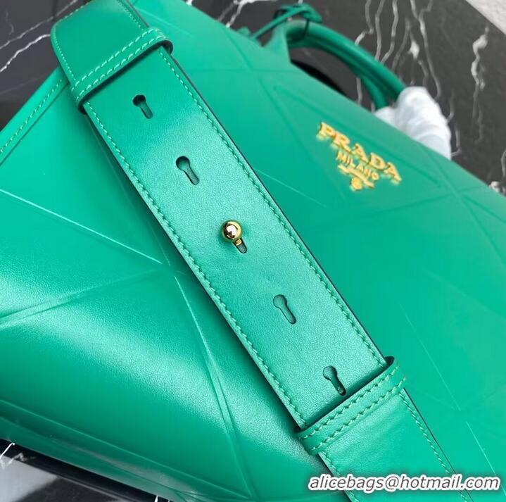 Top Quality Small leather Prada Symbole bag with topstitching 1HH039 green