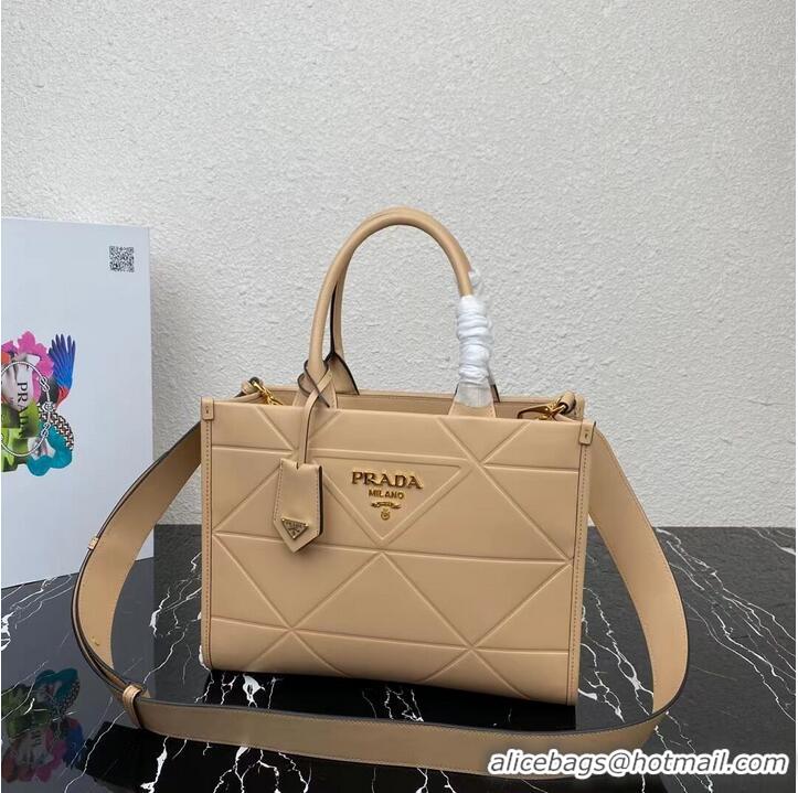 Good Product Small leather Prada Symbole bag with topstitching 1HH039 Sand Beige