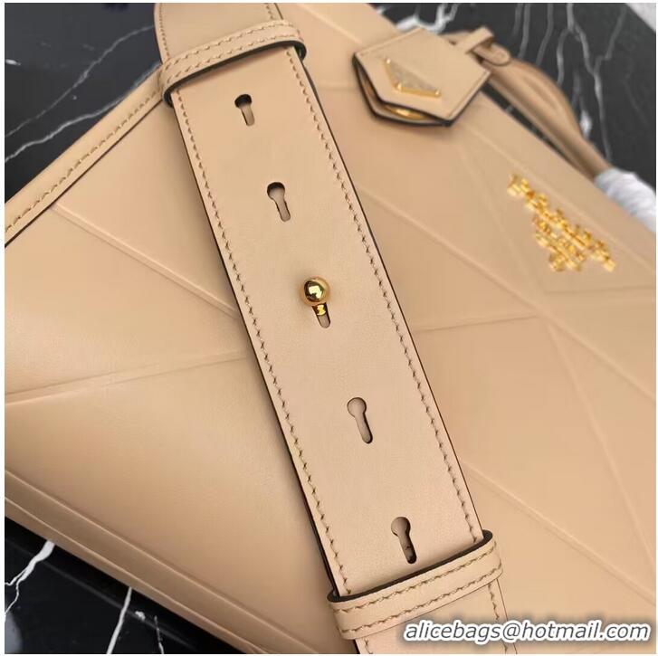 Good Product Small leather Prada Symbole bag with topstitching 1HH039 Sand Beige