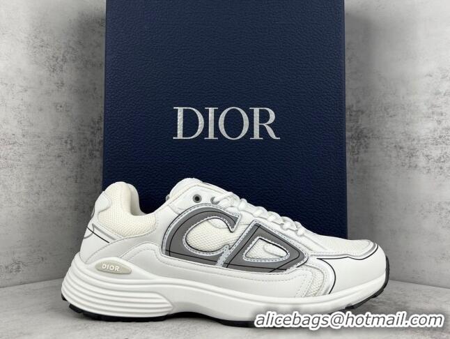 Stylish Dior B30 Sneakers in Mesh and Technical Fabric Light Grey/White 122931