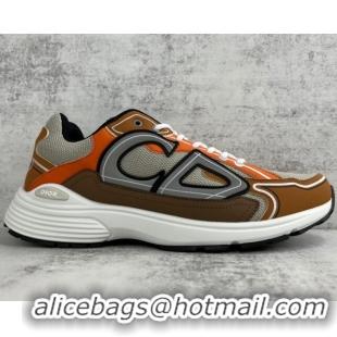 Top Grade Dior B30 Sneakers in Mesh and Technical Fabric Orange/Brown/Grey 122936