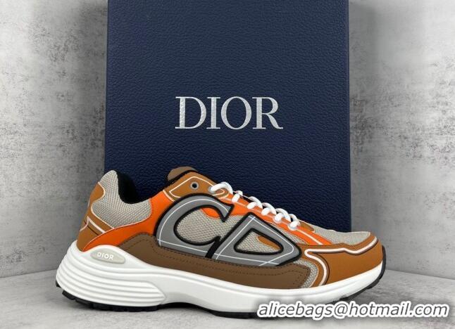 Top Grade Dior B30 Sneakers in Mesh and Technical Fabric Orange/Brown/Grey 122936