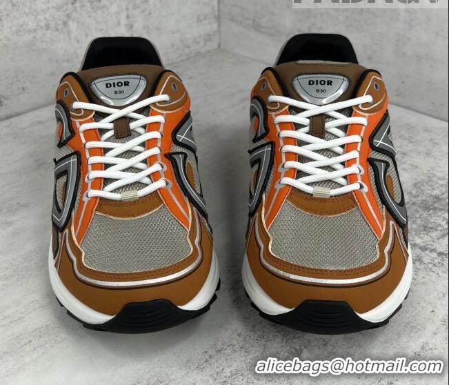 Top Grade Dior B30 Sneakers in Mesh and Technical Fabric Orange/Brown/Grey 122936