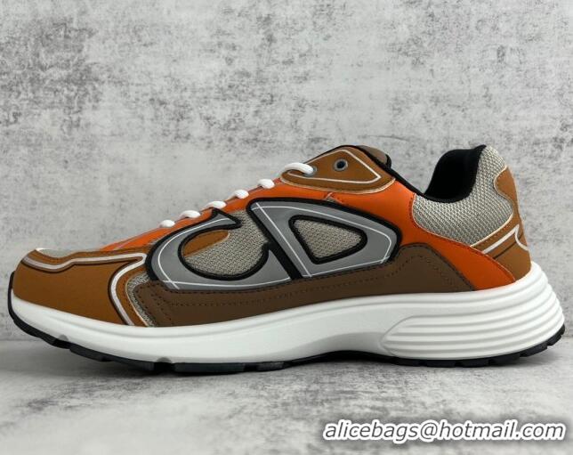 Top Grade Dior B30 Sneakers in Mesh and Technical Fabric Orange/Brown/Grey 122936