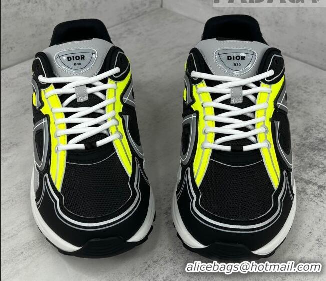 Sumptuous Dior B30 Sneakers in Mesh and Technical Fabric Neon Yellow 122940